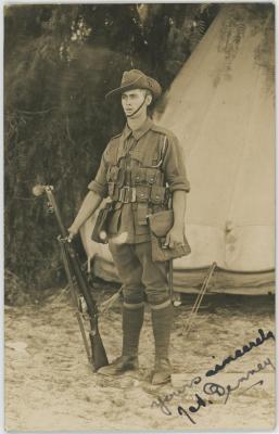 Black & White Photographic Postcard of Private James Arthur DENNEY, 1743 at Blackboy Hill