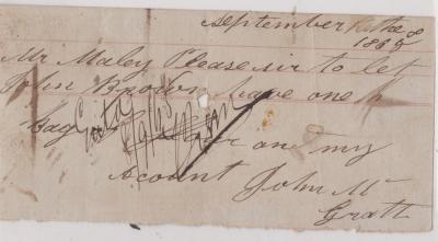 Order for flour from John McGrath