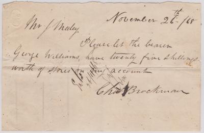 Promissory note from Charles Brockman