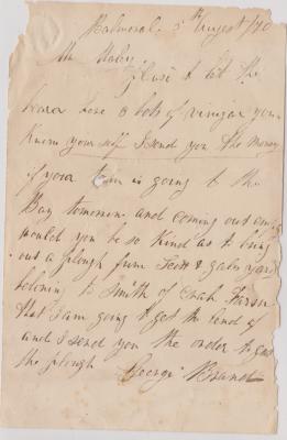 Letter from George Brand
