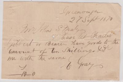 Promissory note from Edward Gray