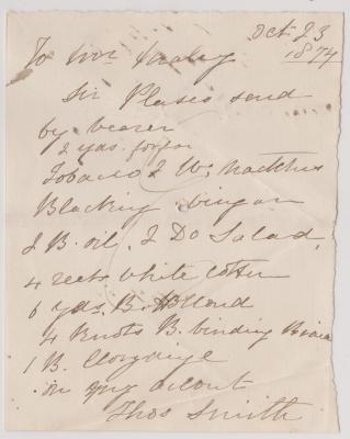 Store order from Thomas Smith