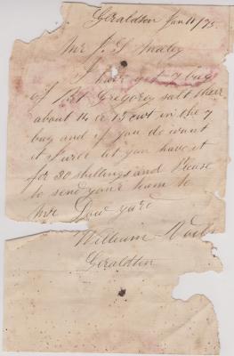 Letter re salt for sale from William Voiles