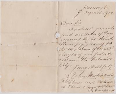 Letter from John Macpherson