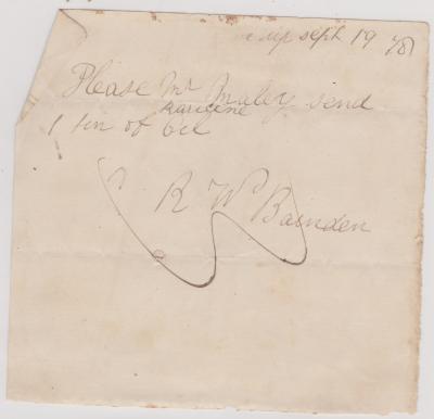 Order for kerosene from R.W. Bardon