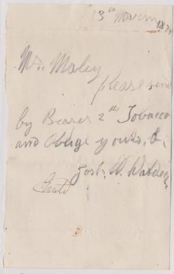 Order for tobacco from J.W. Waldeck