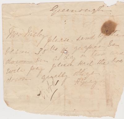 Order for grapes from Henry Gray