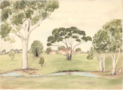 Landscape painting of Trees and River