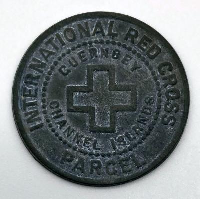 International Red Cross Parcel, Guernsey Channel Islands metal token