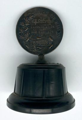 Trophy presented by the Shire of Ripon to W.A. Stevens in appreciation of WWII war service