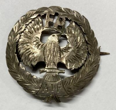 WWI era silver sweetheart brooch - Field Artillery, A.I.F.