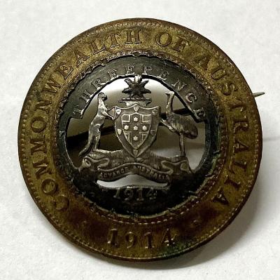 Trench art brooch made from Australian coins - 1914