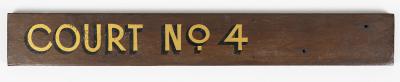 NAMEPLATE, WOOD, 'COURT NO. 4'