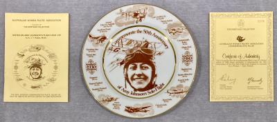 Collector plate produced to commemorate the 50th anniversary of Amy Johnson's solo flight