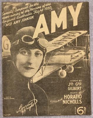Sheet music for the song 'Amy' celebrating Amy Johnson's solo flight