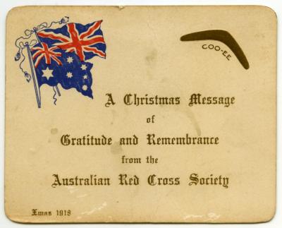 Australian Red Cross Society Christmas card 1918