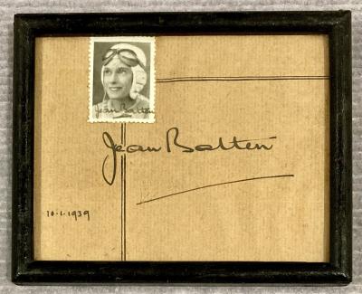Framed autograph of aviatrix Jean Batten