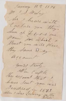 Letter from William Caple