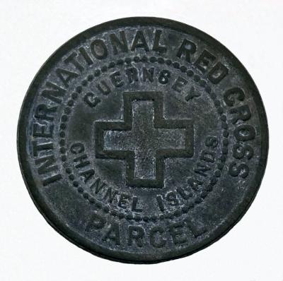 International Red Cross Parcel, Guernsey Channel Islands metal token