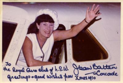 Photograph of Jean Batten taken at R.A.F. Fairfield, August 1970