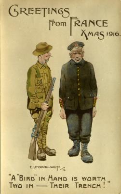 Cyril Leyshon-White 'Greetings from France' Xmas 1916 postcard 1