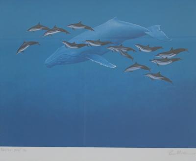 PRINT -HUMBACK WHALE AND  SPINNER DOLPHINS- PUBLISHER PROOF 4/20