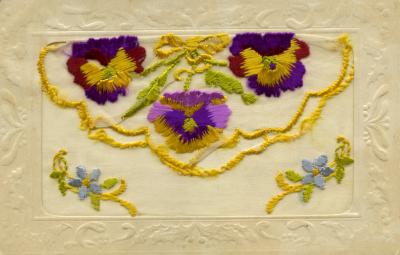 WWI silk postcard sent to wife from husband/Daddy