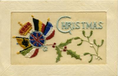 WWI silk postcard sent for Christmas