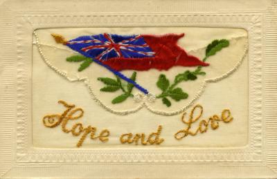 WWI silk postcard 'Hope and Love'