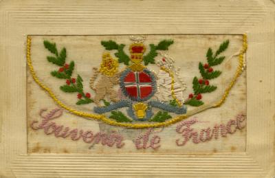 WWI Silk Postcard - 'Souvenir of France'