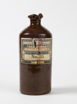 INK BOTTLE, STONE, STEPHENS' SCARLET WRITING FLUID