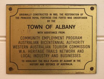 Princess Royal Fortress (The Forts) Plaque