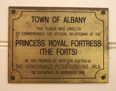 Princess Royal Fortress (The Forts) Re-opening Plaque