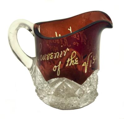 Ruby glass 'Souvenir of the Visit of the U.S.A. Fleet to Albany 1908' 