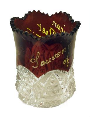Ruby glass 'Souvenir of the American Fleet Albany W.A. 1908' 