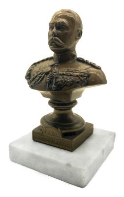 Bronze bust of Lord Kitchener on marble base