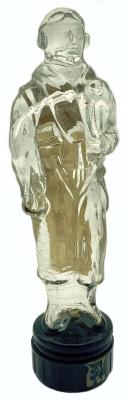 Glass bottle in form of a figure of a pilot
