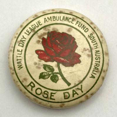 'Wattle Day League Ambulance Fund South Australia' fundraising badge - large size