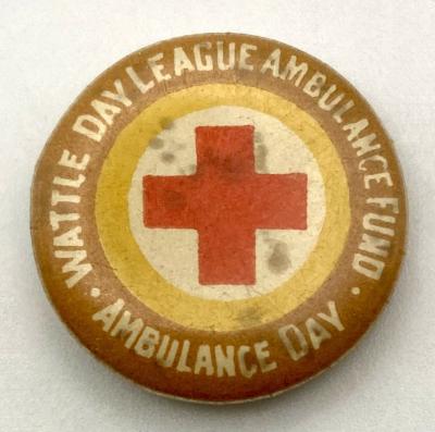 'Wattle Day League Ambulance Fund' fundraising badge - small size