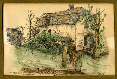 Leslie Horton Partridge watercolour - Boesinghe, 1 September 1917