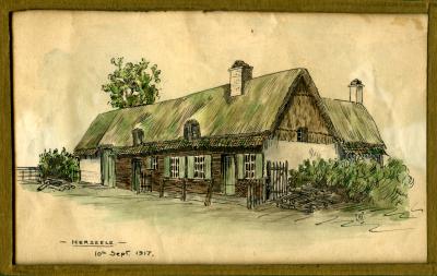 Leslie Horton Partridge watercolour - Herzeele, 10 September 1917