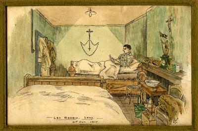 Leslie Horton Partridge watercolour - Les Brebis, Lens, 19 October 1917