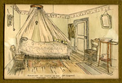 Leslie Horton Partridge watercolour - Watten, 19 October 1917
