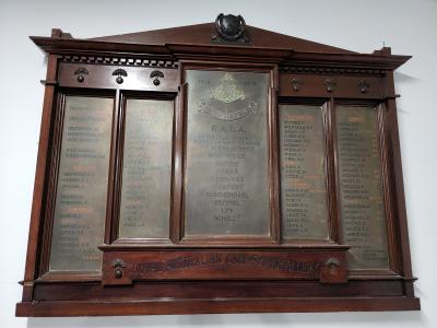 Honour Board, Royal Australian Garrison Artillery, (World War 1)