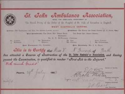 Certificate - Violet Prinsep