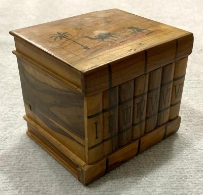 Souvenir olive wood jewellery box with hidden features from Jerusalem