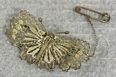 Silver filagree brooch sent from Evelyn to Dos from Palestine in 1942