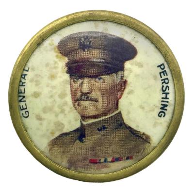 WWI fundraising button featuring the portrait of General Pershing