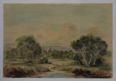 Landscape painting of Trees and River