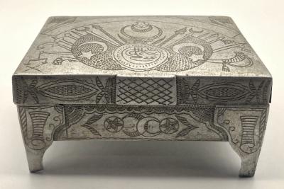 Ottoman trench art aluminium cigarette box made by POW in India